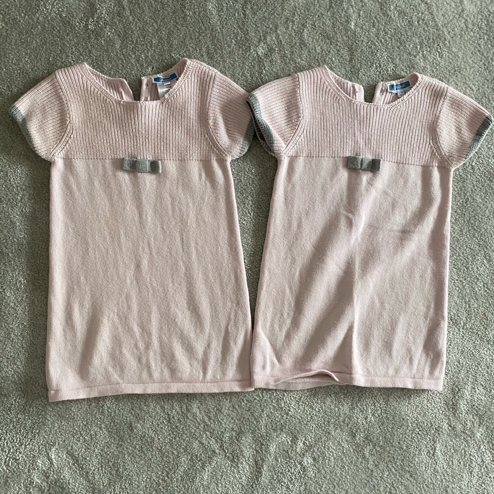 Perfect for twins! Jacadi 24M Cotton Pink & Grey Dress 2 of them in same size!